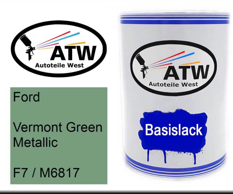 Ford, Vermont Green Metallic, F7 / M6817: 500ml Lackdose, von ATW Autoteile West.
